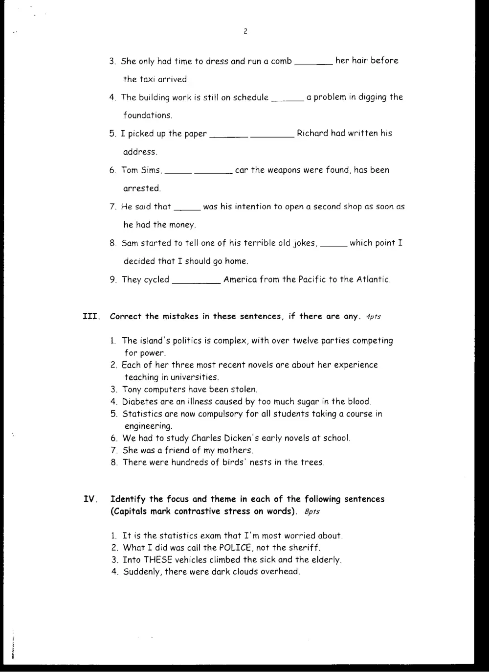 ENG 231 Final, Fall 1999, page 2