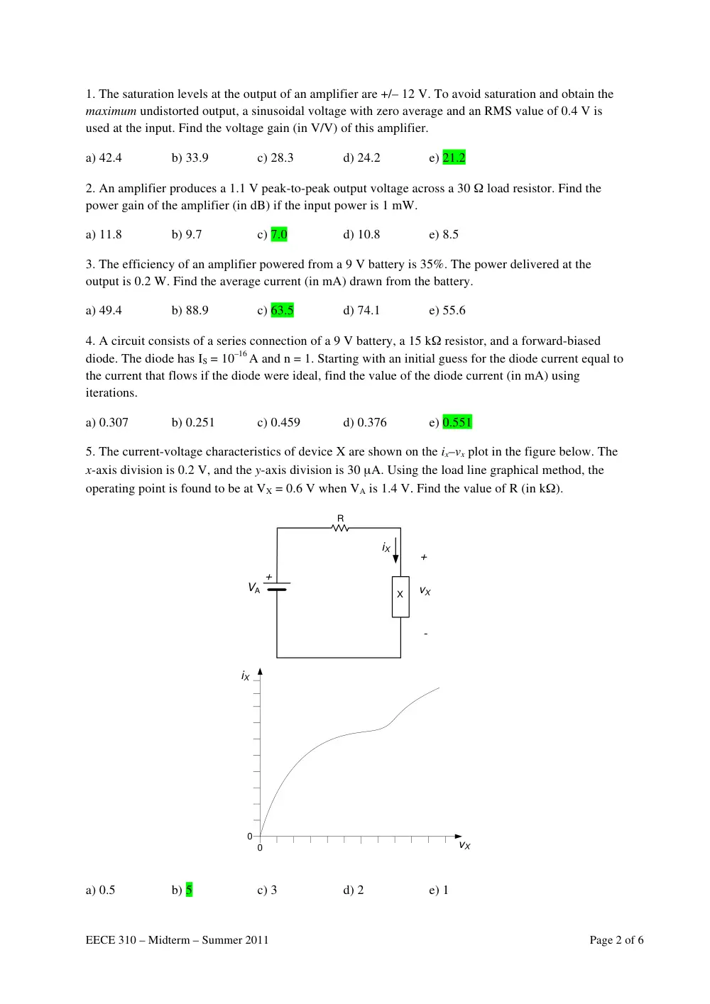 EECE 310 Midterm with Solution, Summer 2011, page 2