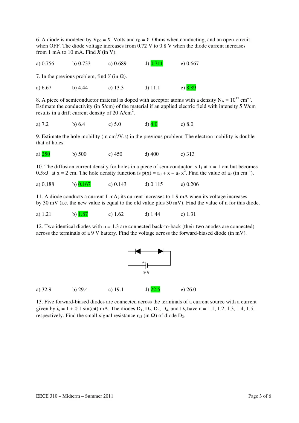 EECE 310 Midterm with Solution, Summer 2011, page 3