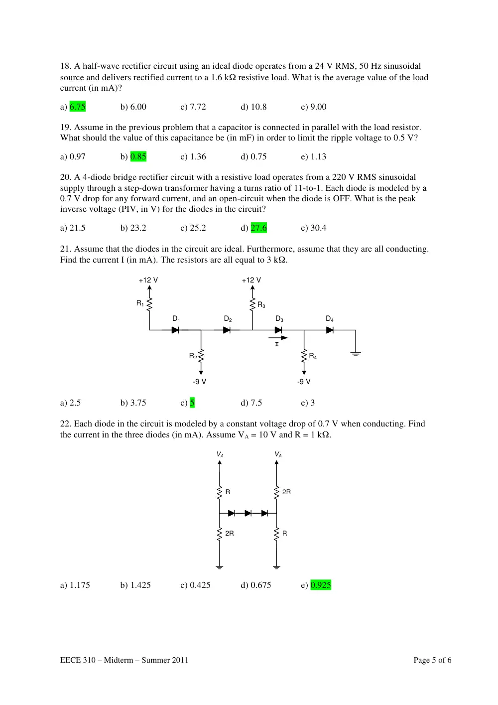 EECE 310 Midterm with Solution, Summer 2011, page 5