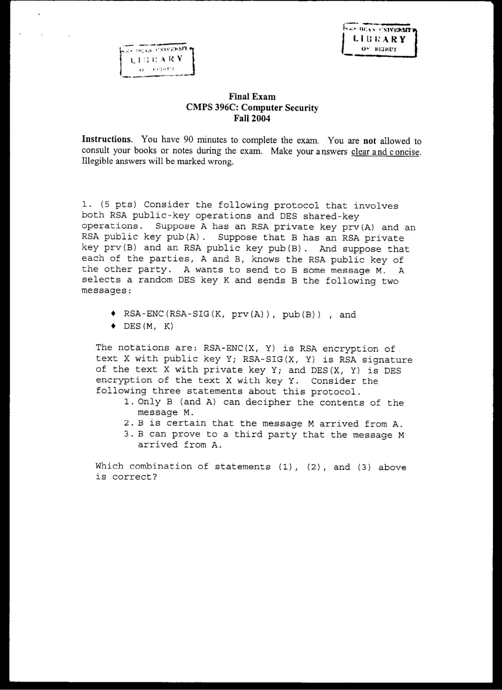CMPS 396 Final, Fall 2004, page 1