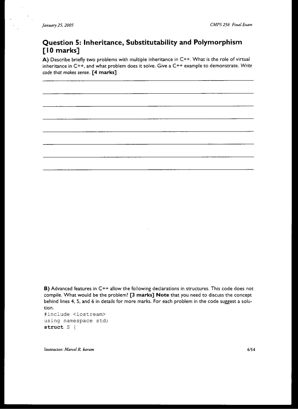CMPS 258 Final, Fall 2004, page 6