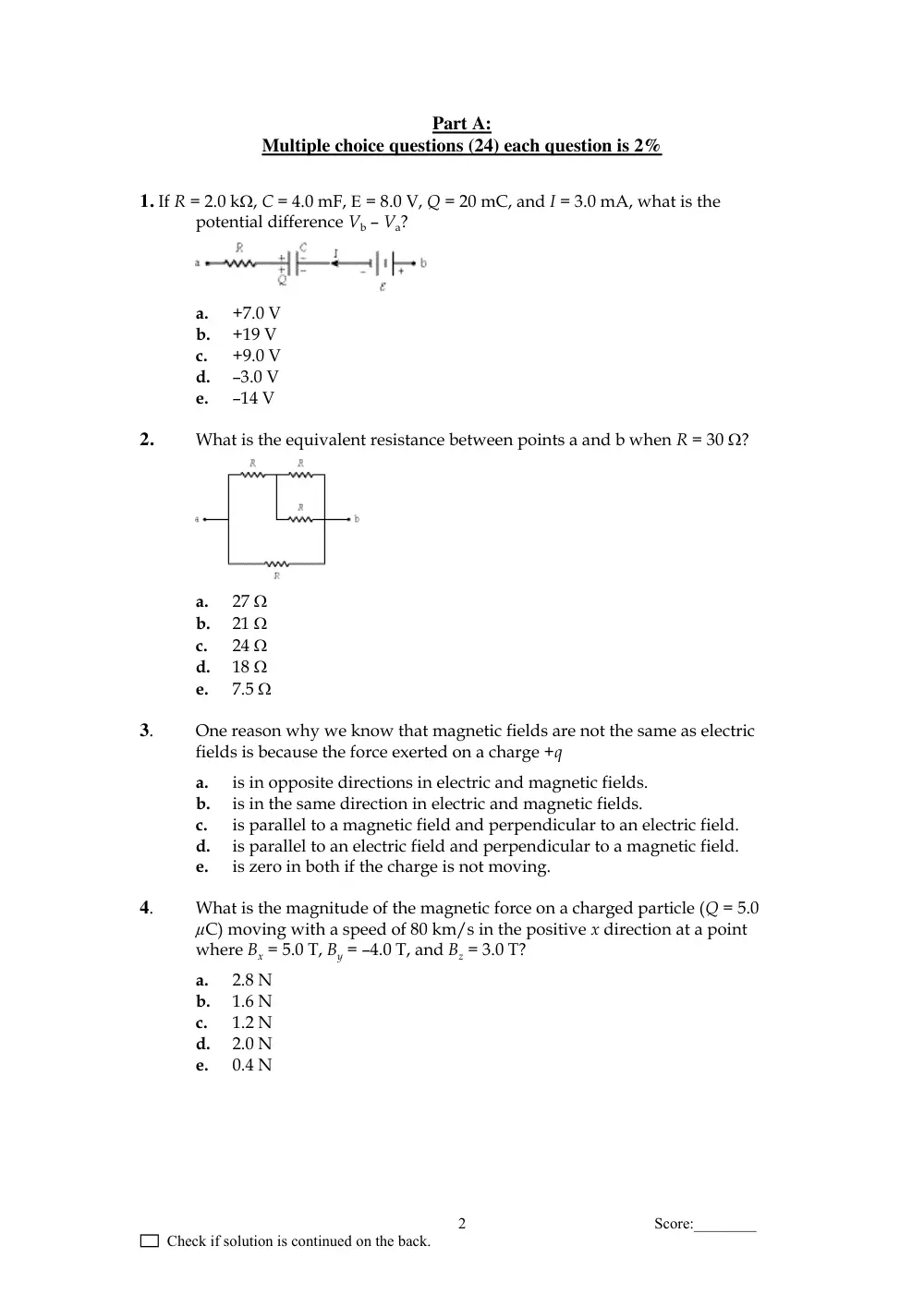 PHYS 211 Final, Fall 2009, page 2