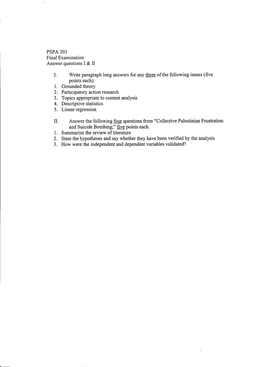 PSPA 203 Final, Fall 2007, page 1