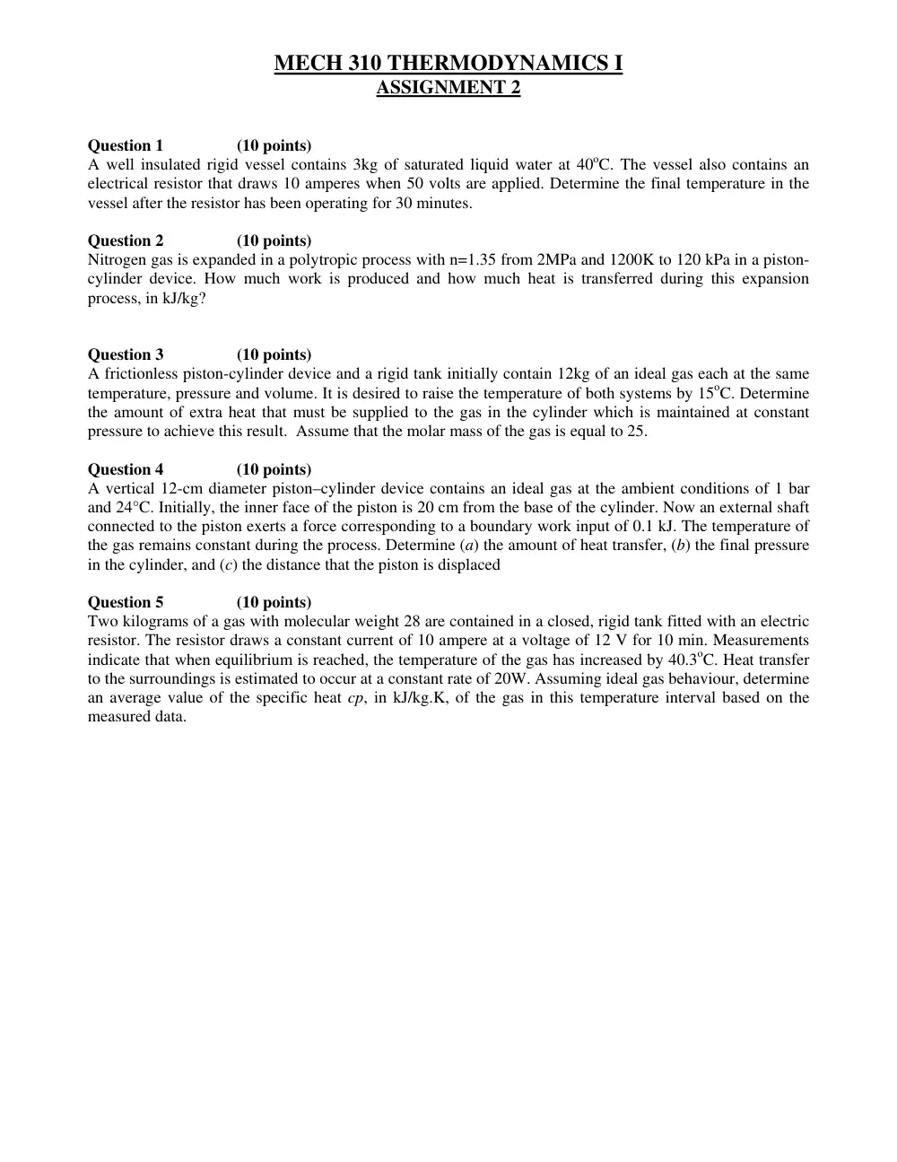 MECH 310 Homework 2, Spring 2011, page 1