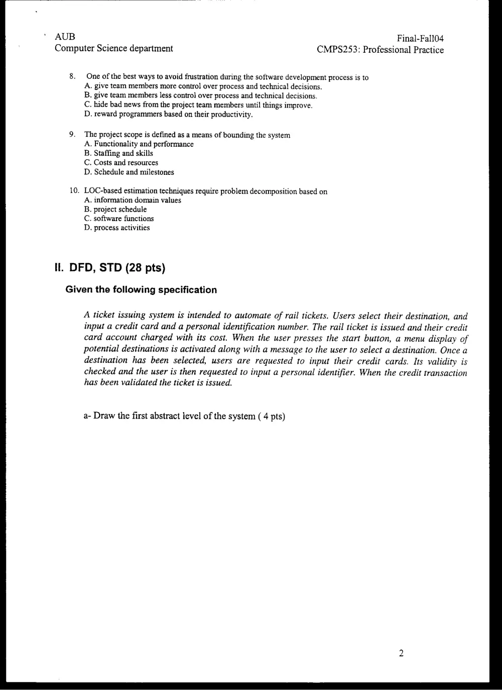 CMPS 253 Final, Fall 2004, page 2