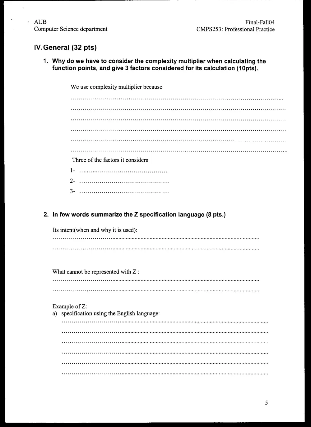CMPS 253 Final, Fall 2004, page 5