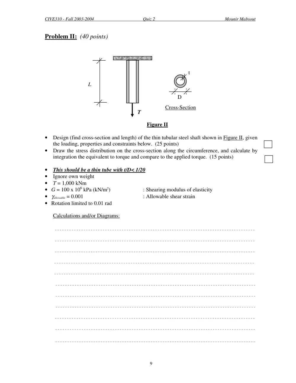 CIVE 310 Exam 2, Fall 2003, page 9