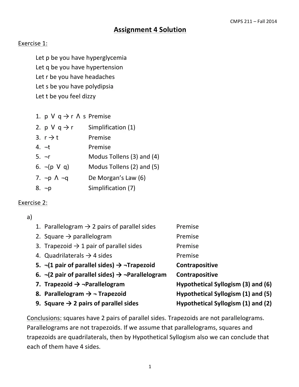 CMPS 211 Homework Assignment 04 Solution, Fall 2014, page 1
