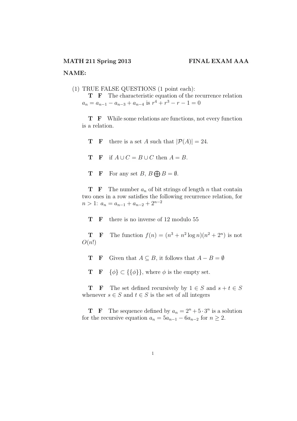 MATH 211 Final, Spring 2013, page 1