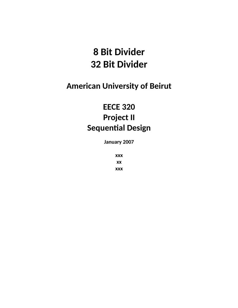 EECE 320 Project, Spring 2008, page 1