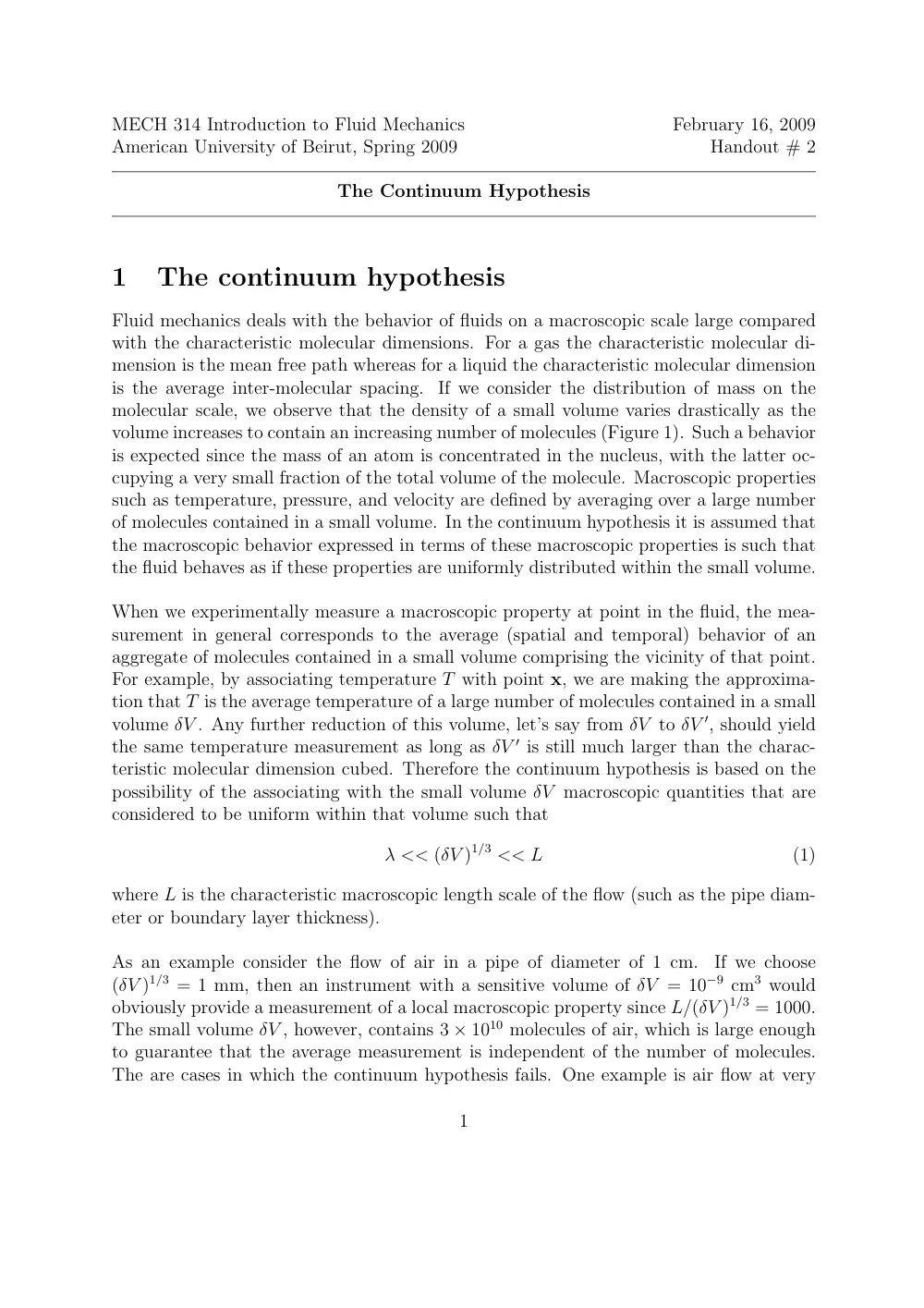 MECH 314 Notes Continuum, Spring 2014, page 1