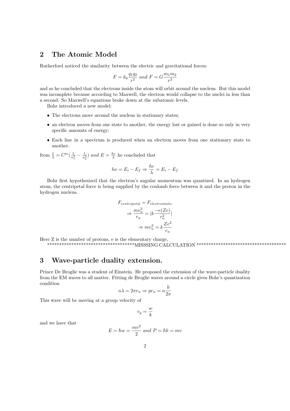 PHYS 212 Notes Quantum Mechanics, Spring 2017, page 2