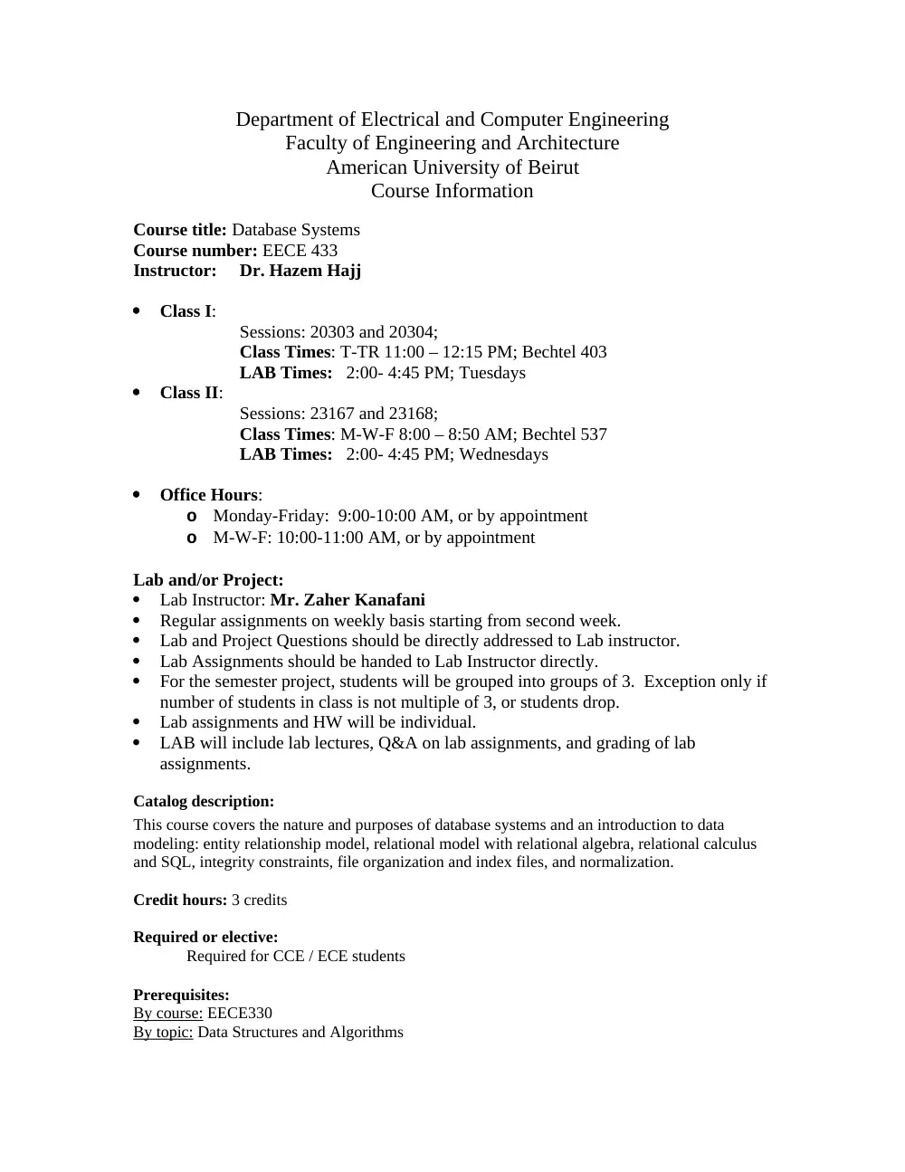 EECE 433 Syllabus, Spring 2012, page 1