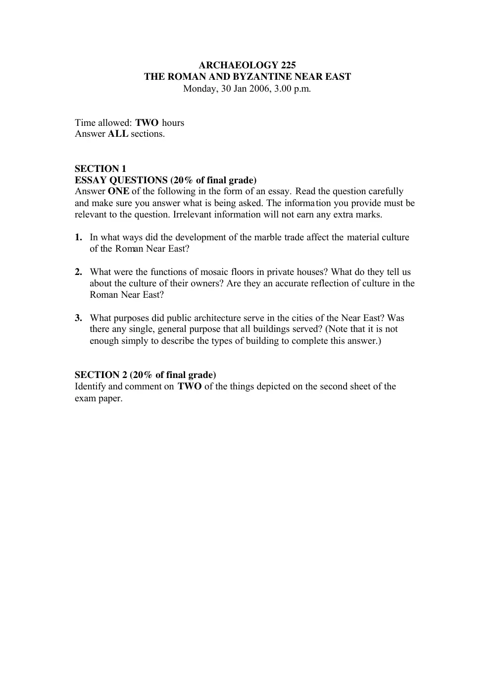 AROL 225 Final, Fall 2005, page 1