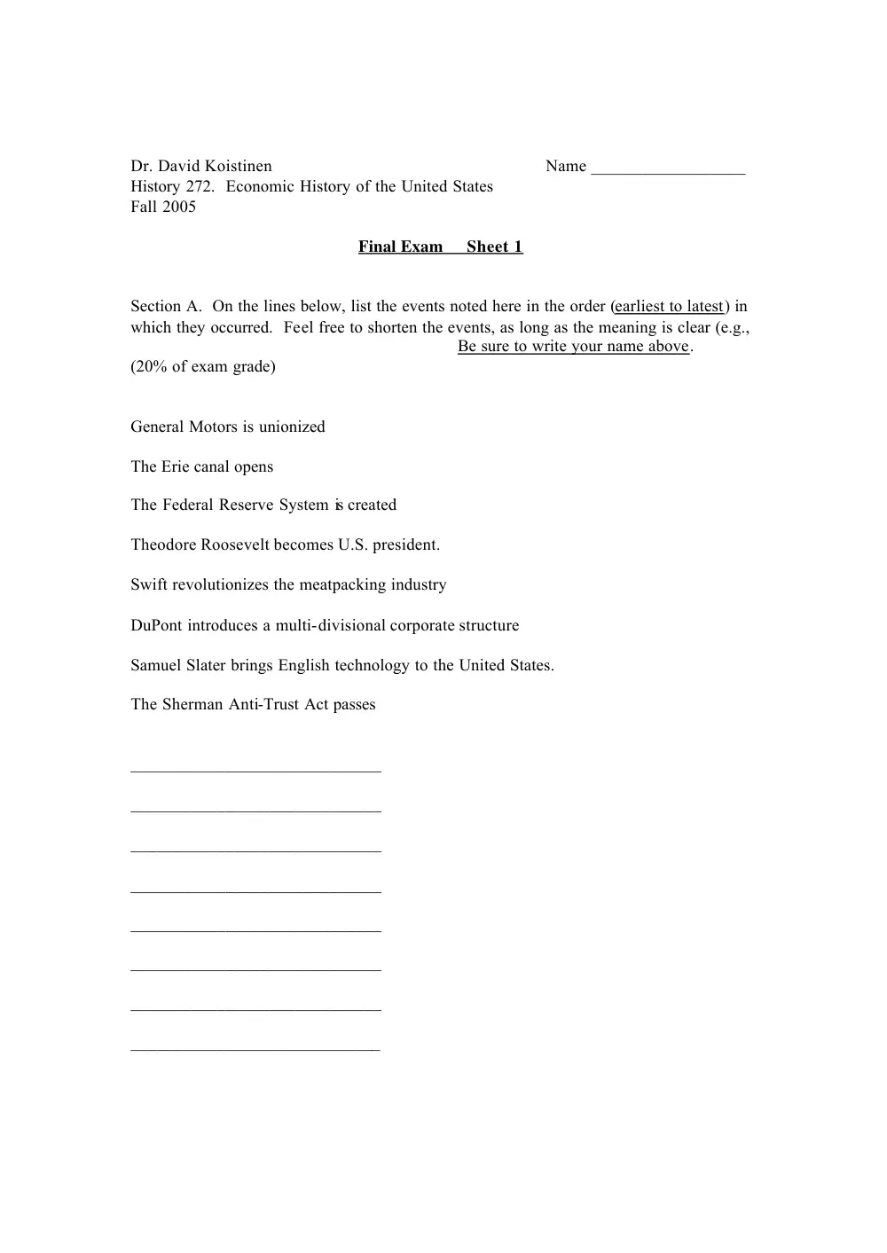 HIST 272 Final, Fall 2005, page 1