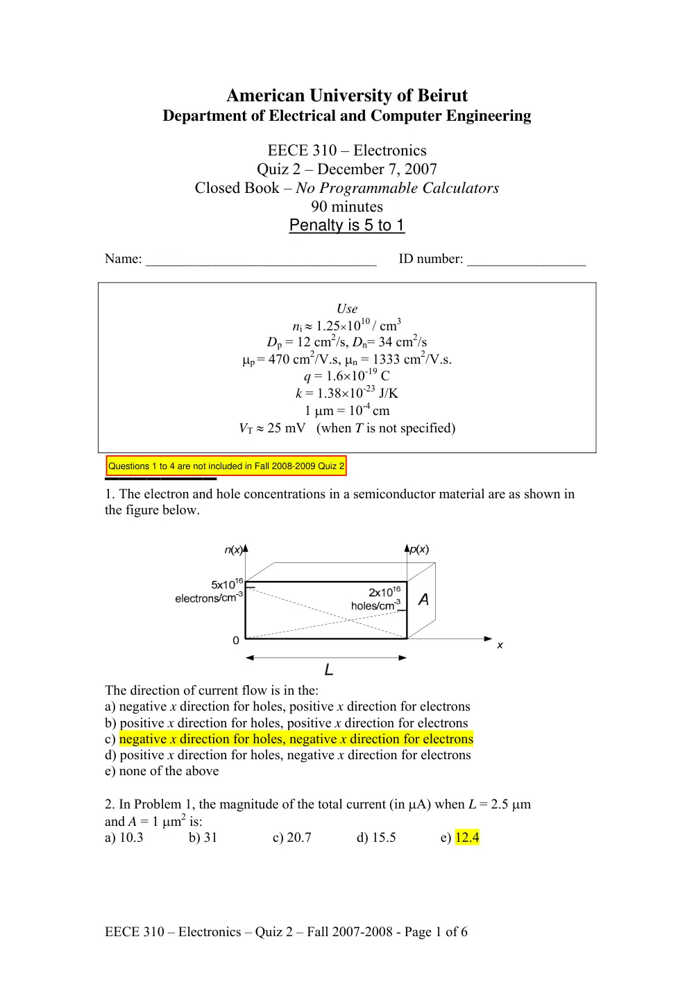EECE 310 Exam 2, Fall 2007, page 1