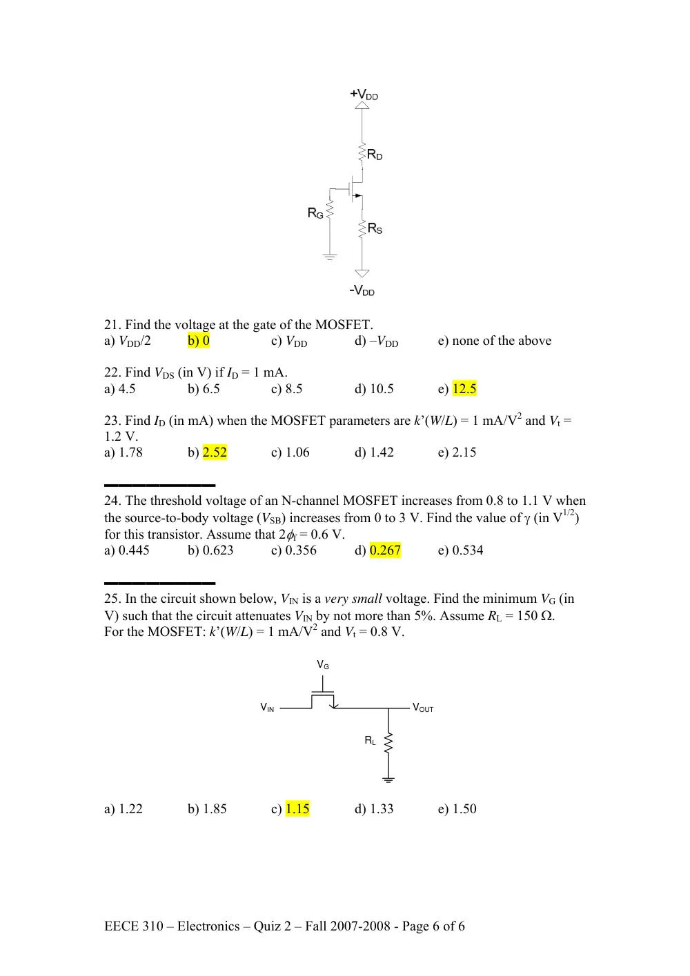 EECE 310 Exam 2, Fall 2007, page 6