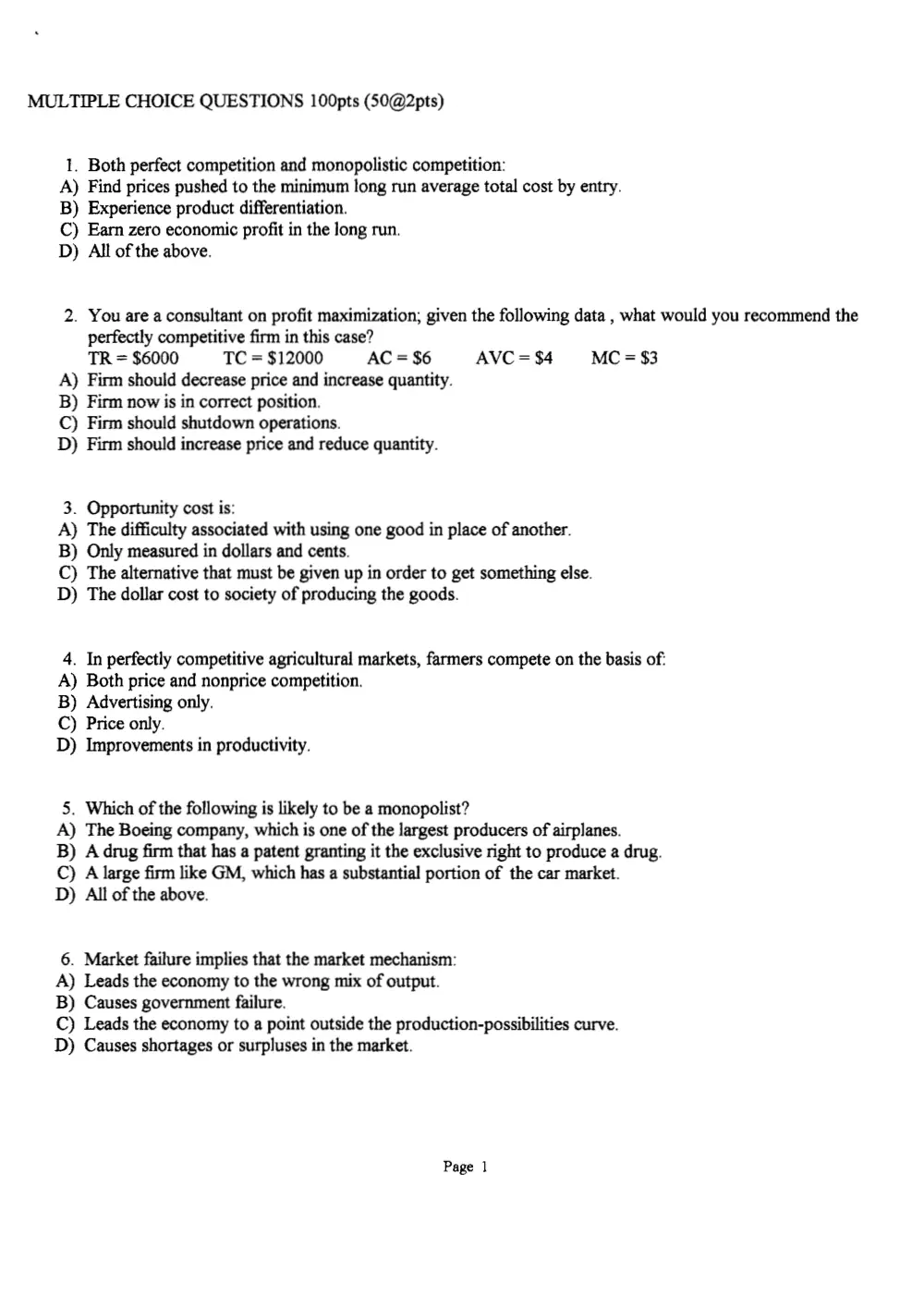 ECO 201 Final, Spring 2012, page 2