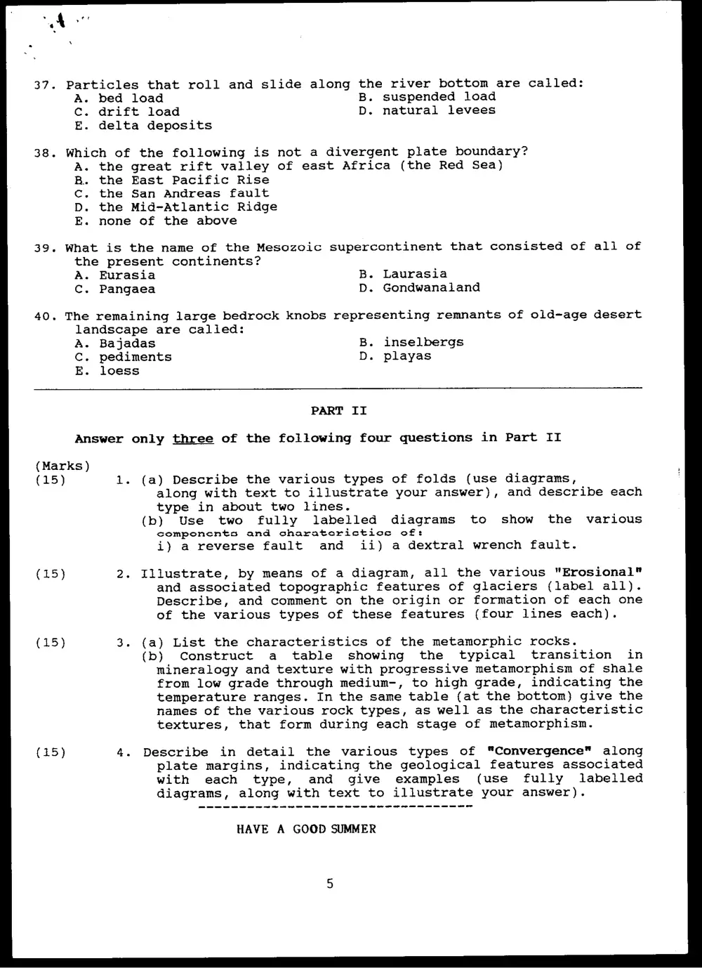 GEOL 201 Final, Spring 1997, page 5