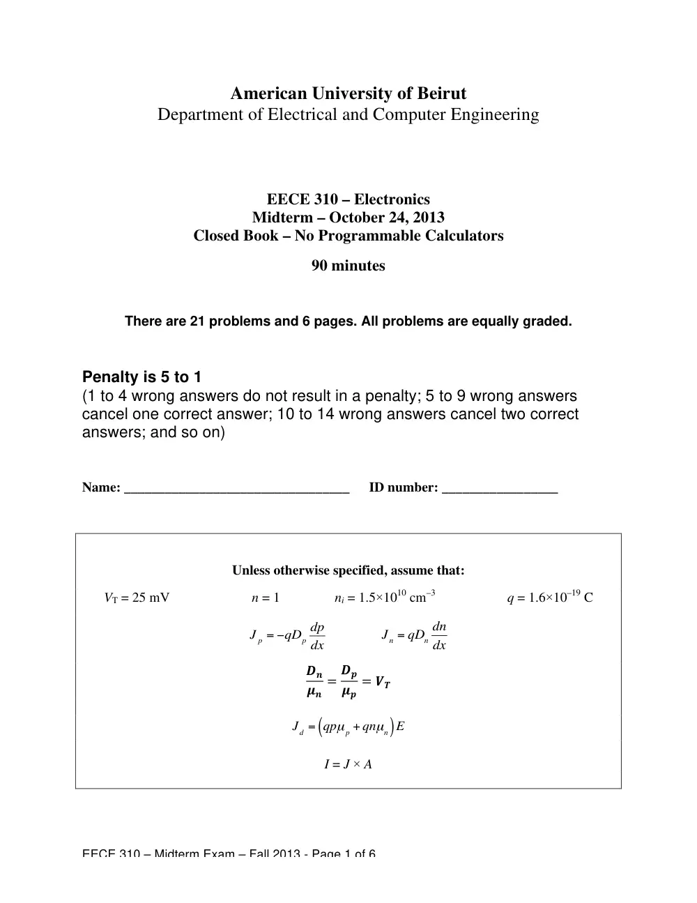 EECE 310 Midterm, Fall 2013, page 1