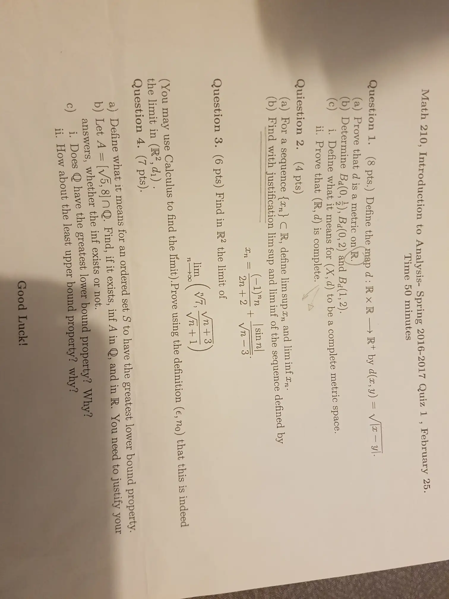 MATH 210 Exam 1, Spring 2017, page 1