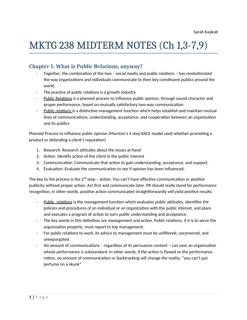 MKTG 238 Midterm Notes, Spring 2013, page 1