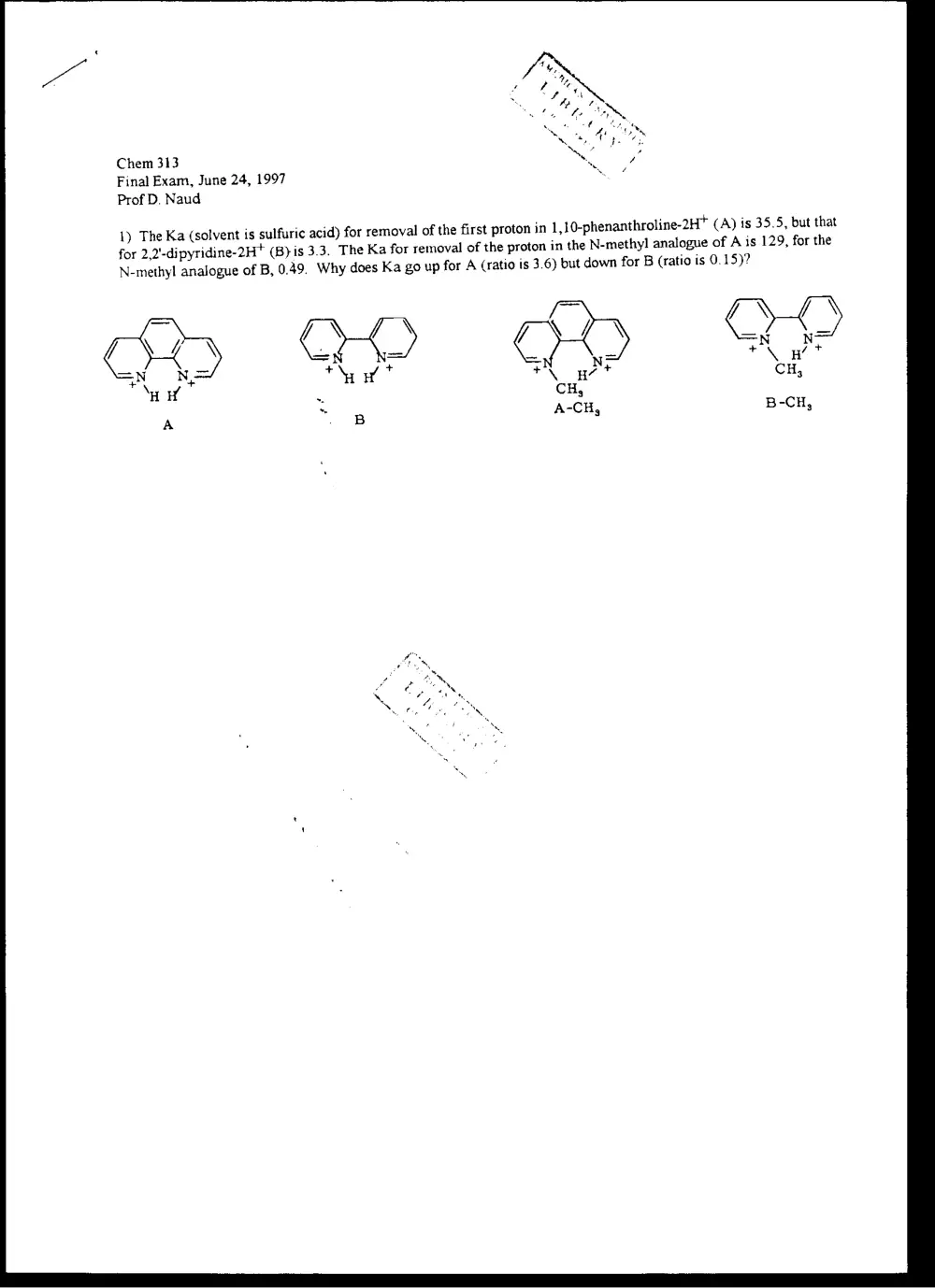 CHEM 313 Final, Spring 1997, page 1
