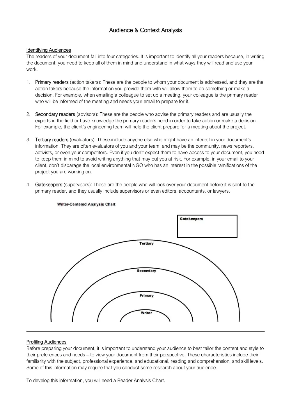 ENG 206 Notes Audience Analysis, Spring 2018, page 1