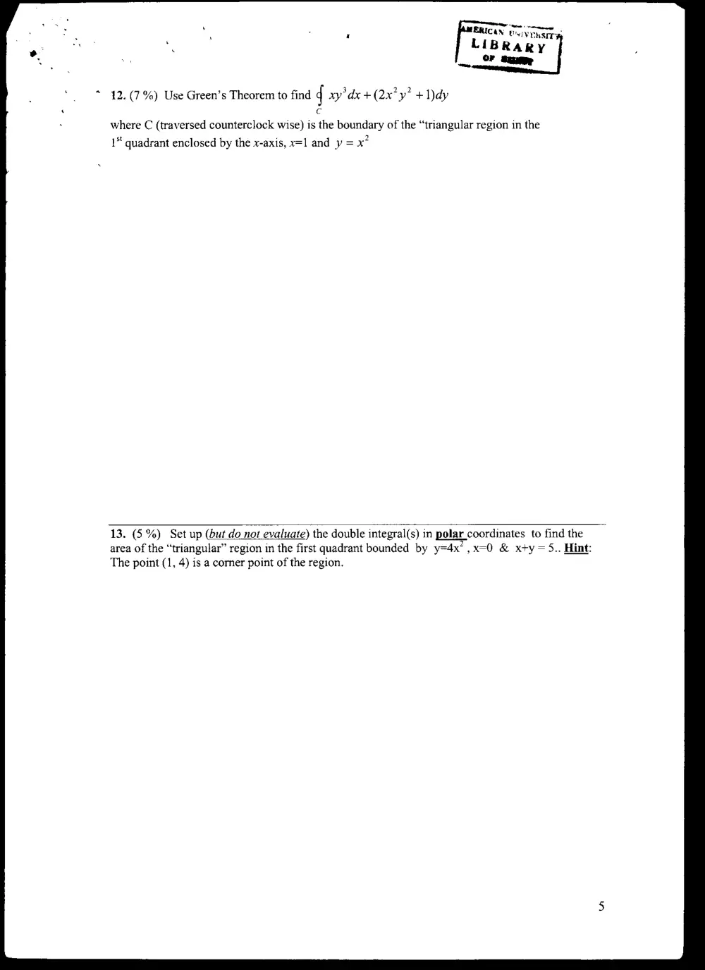MATH 201 Exam 2, Fall 2004, page 5