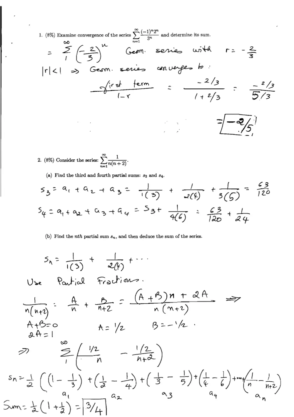 MATH 201 Exam 2 with solution, Fall 2017, page 2