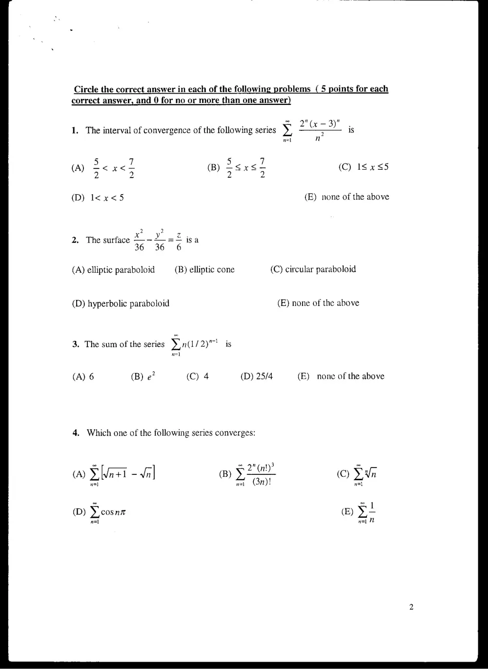 MATH 201 Final, Fall 1999, page 2