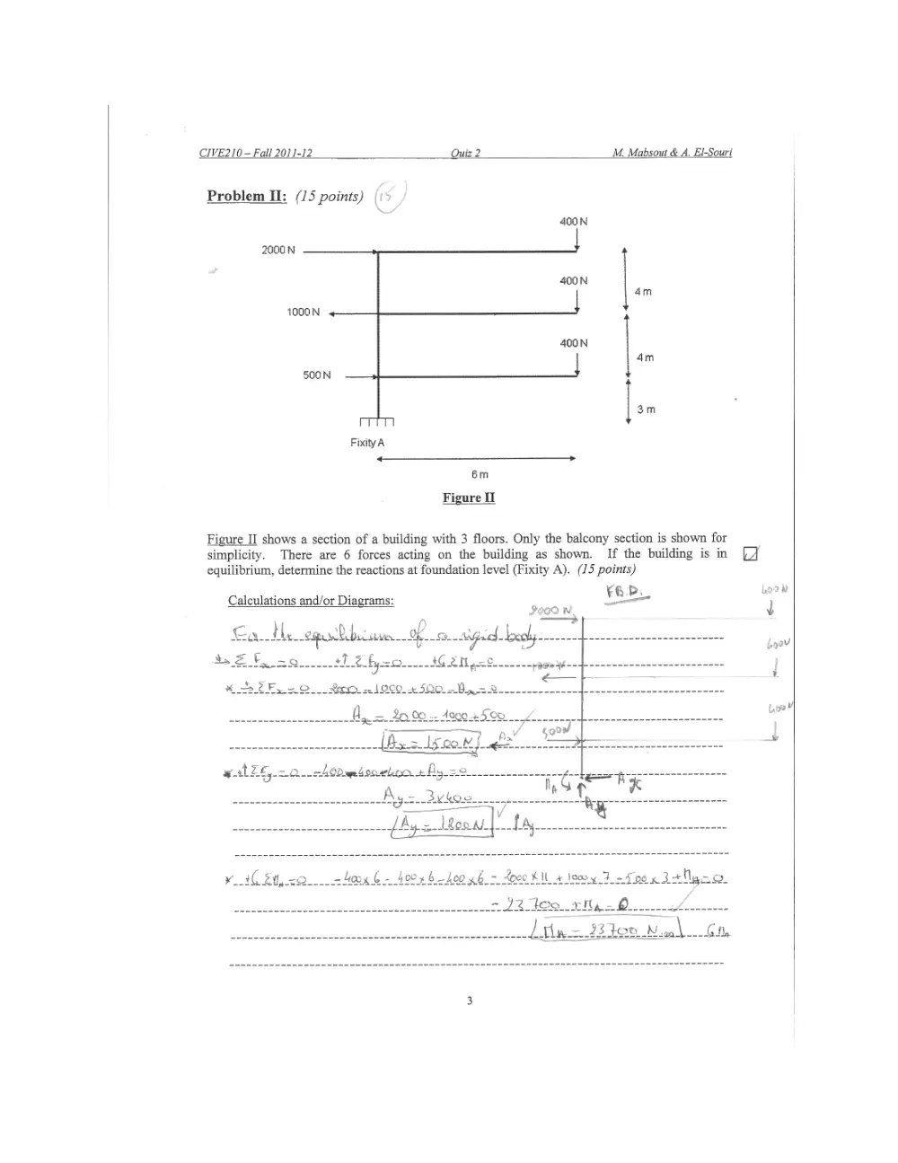 CIVE 210 Exam 2 with Solution, Fall 2011, page 2