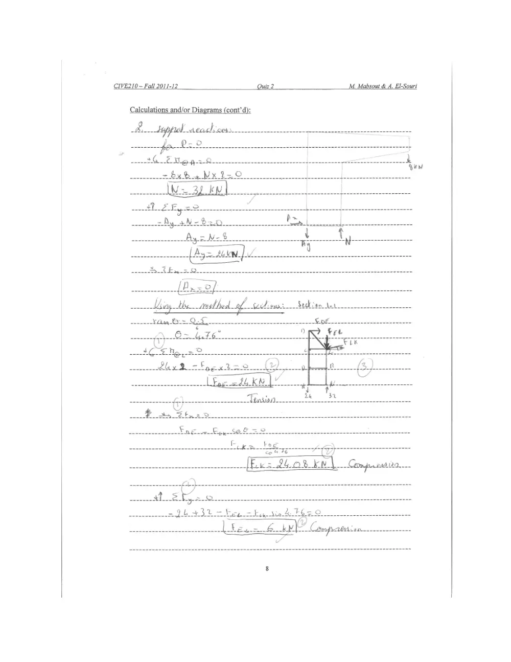 CIVE 210 Exam 2 with Solution, Fall 2011, page 7