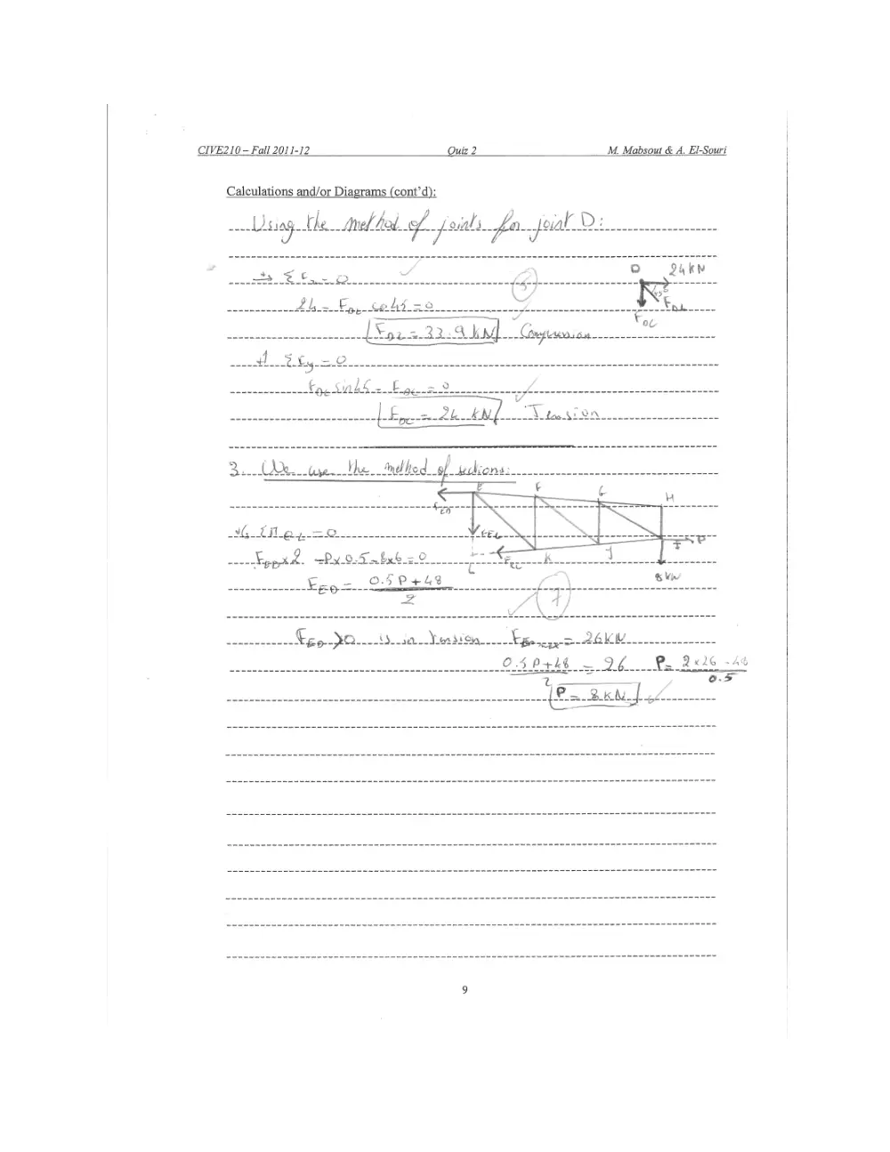 CIVE 210 Exam 2 with Solution, Fall 2011, page 8