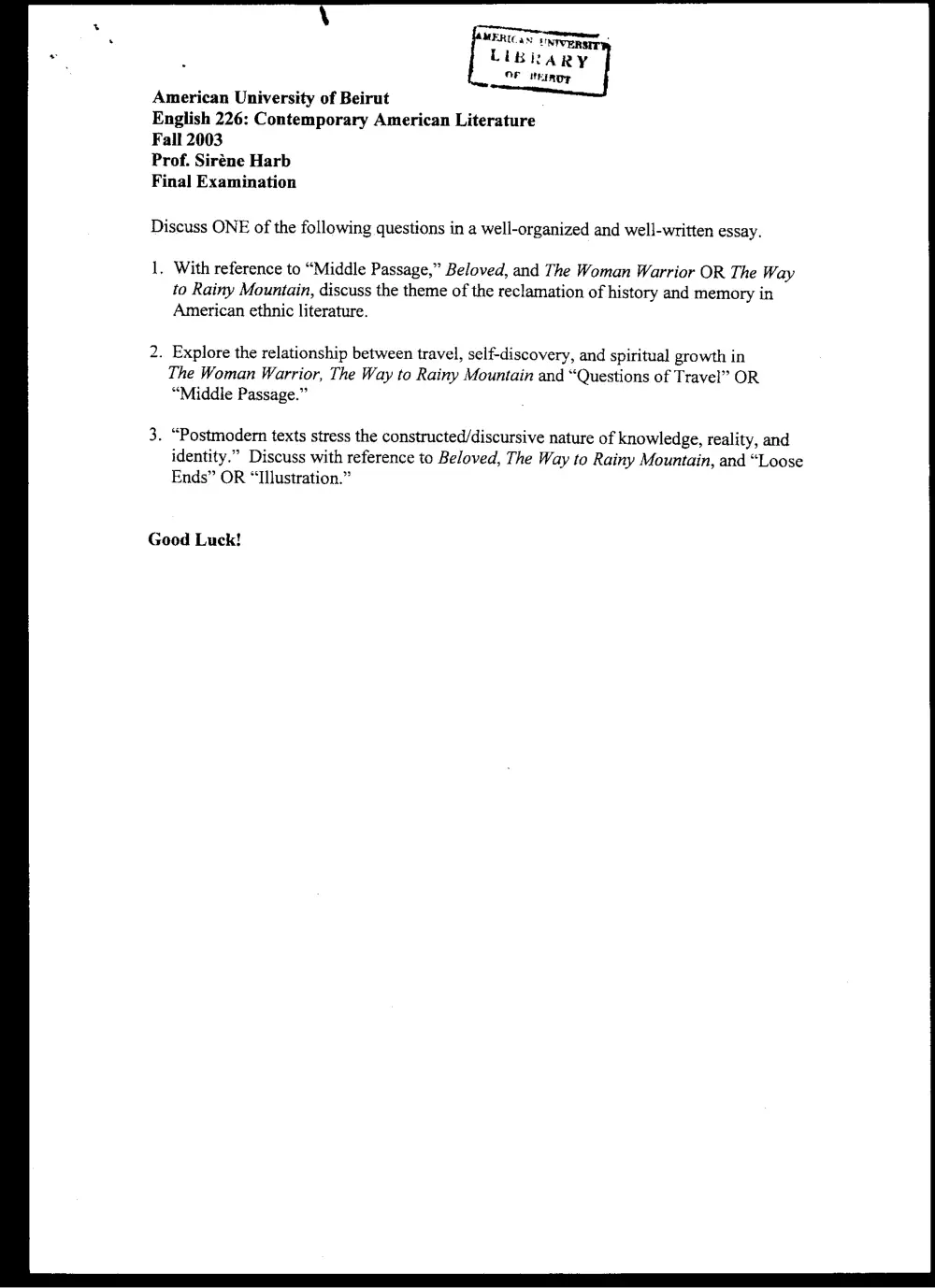 ENG 226 Final, Fall 2002, page 1