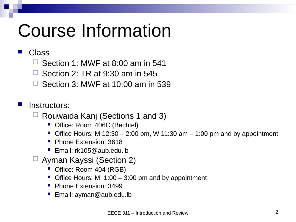 EECE 311 Lecture 0, Spring 2012, page 2