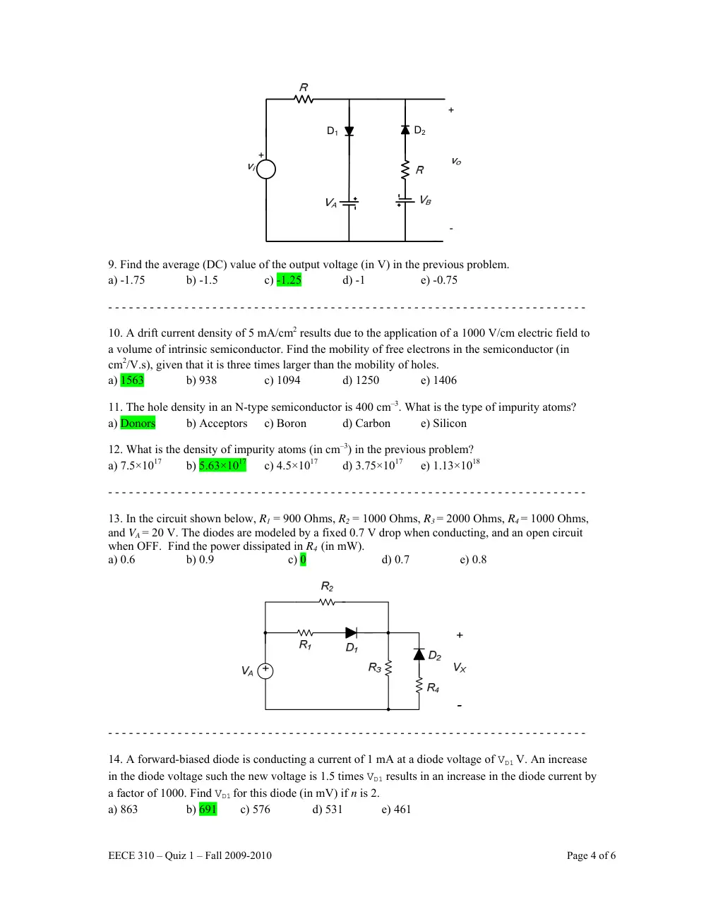EECE 310 Exam 1, Fall 2009, page 4