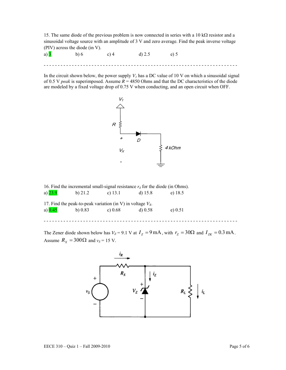 EECE 310 Exam 1, Fall 2009, page 5