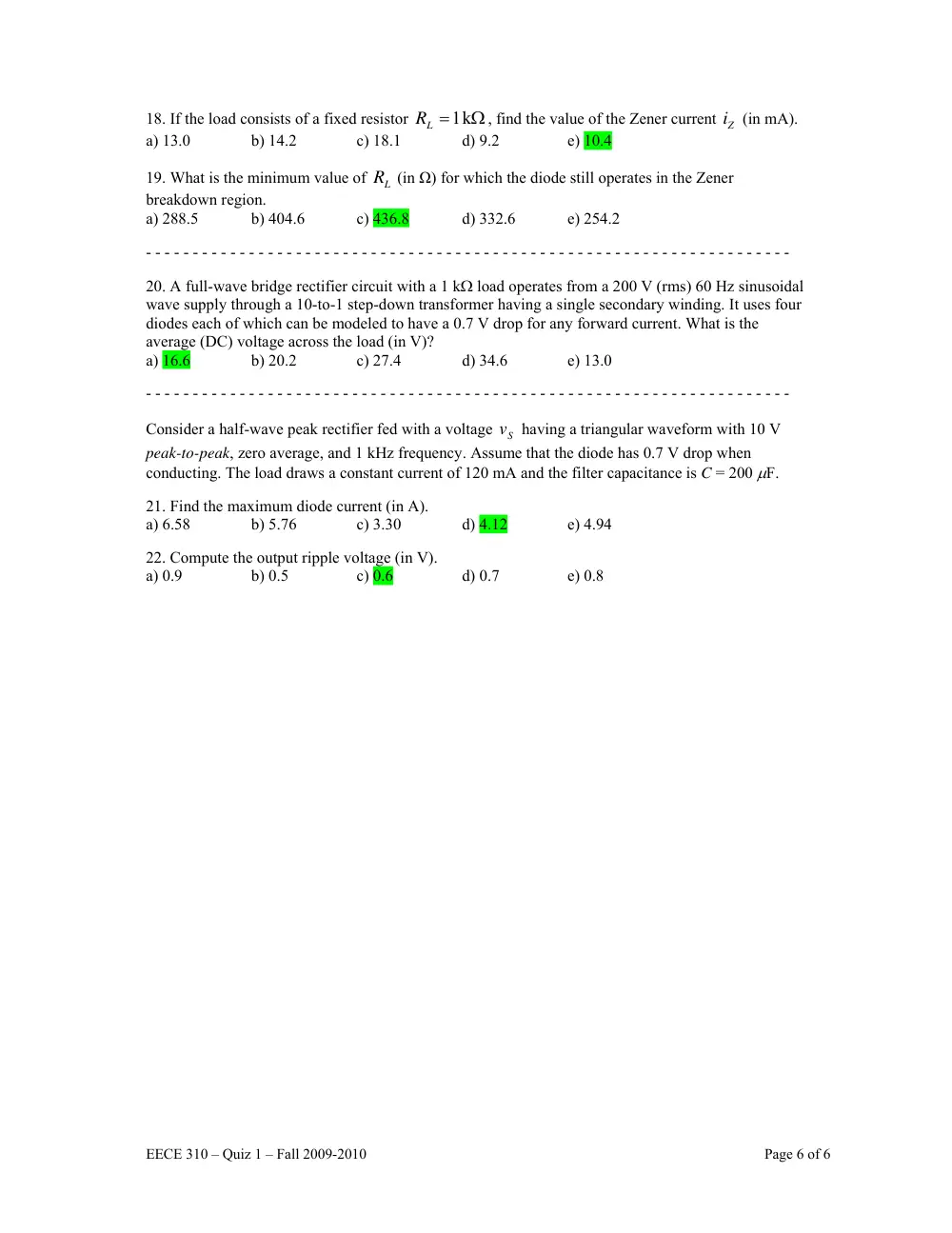 EECE 310 Exam 1, Fall 2009, page 6