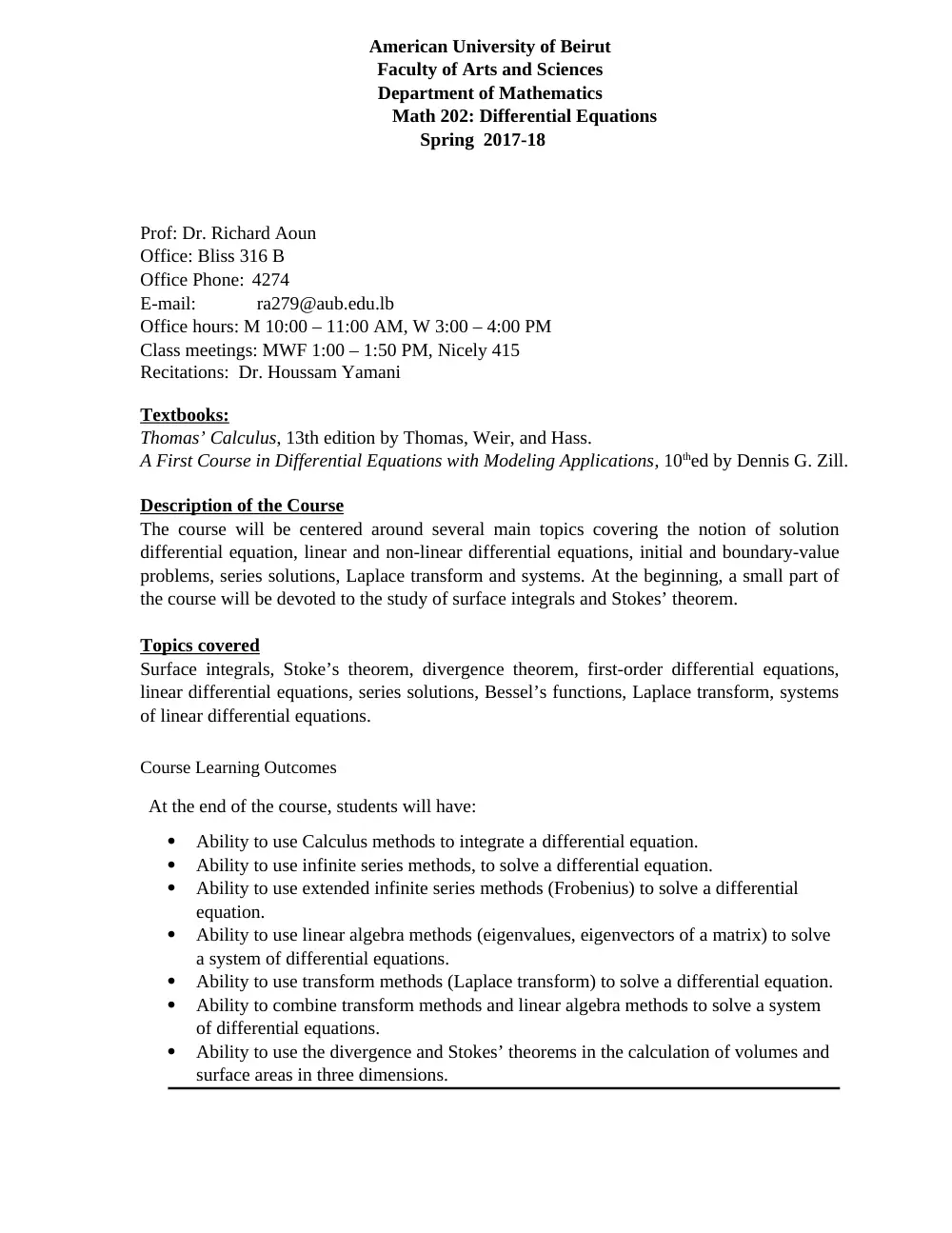 MATH 202 Syllabus, Spring 2018, page 1