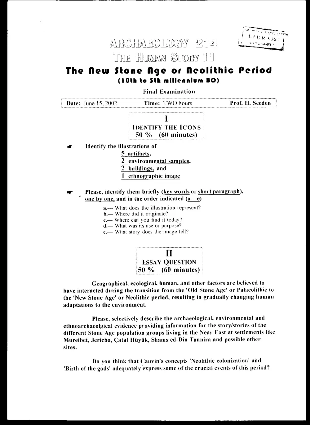 AROL 214 Final, Spring 2002, page 1