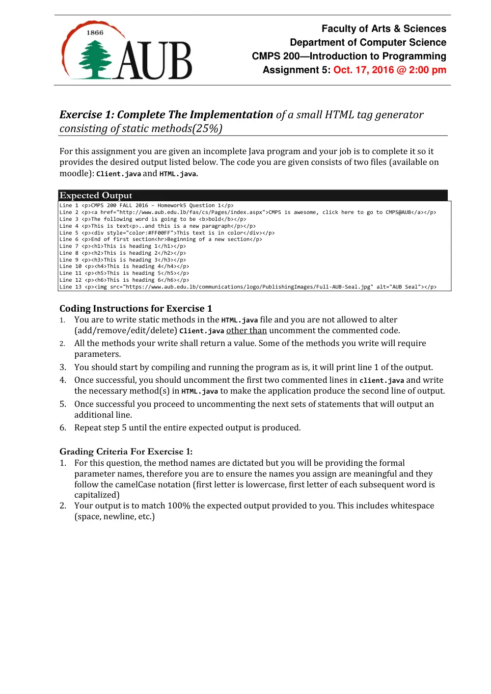 CMPS 200 Homework Assignment 5, Fall 2016, page 1