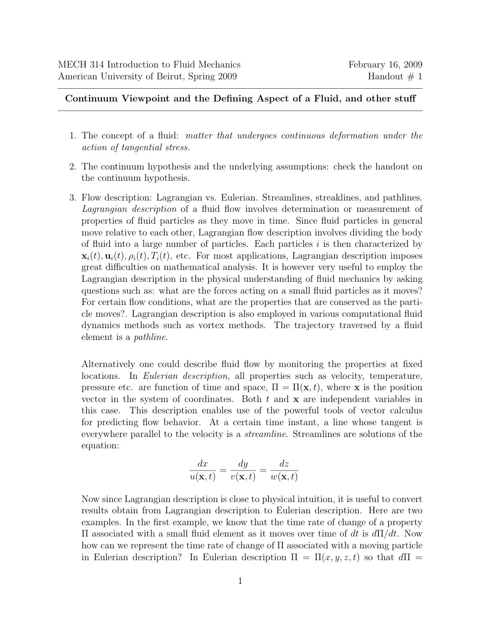 MECH 314 Notes 4, Spring 2014, page 1