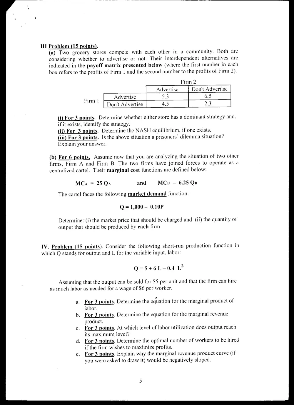 BUSS 230 Final, Spring 2005, page 5