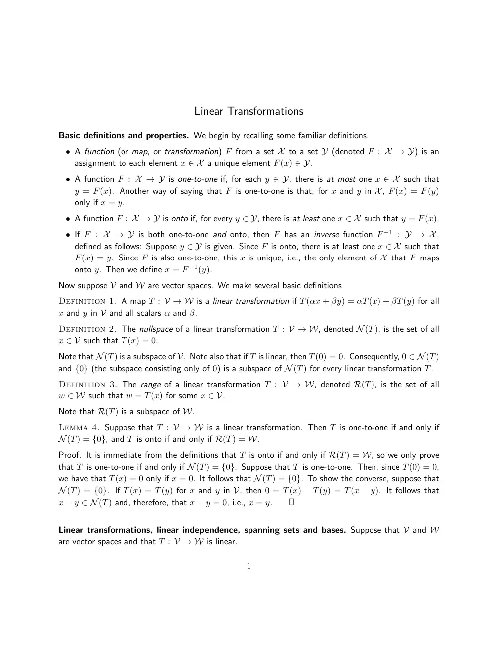 MATH 218 Chapter Summary, Fall 2011, page 1
