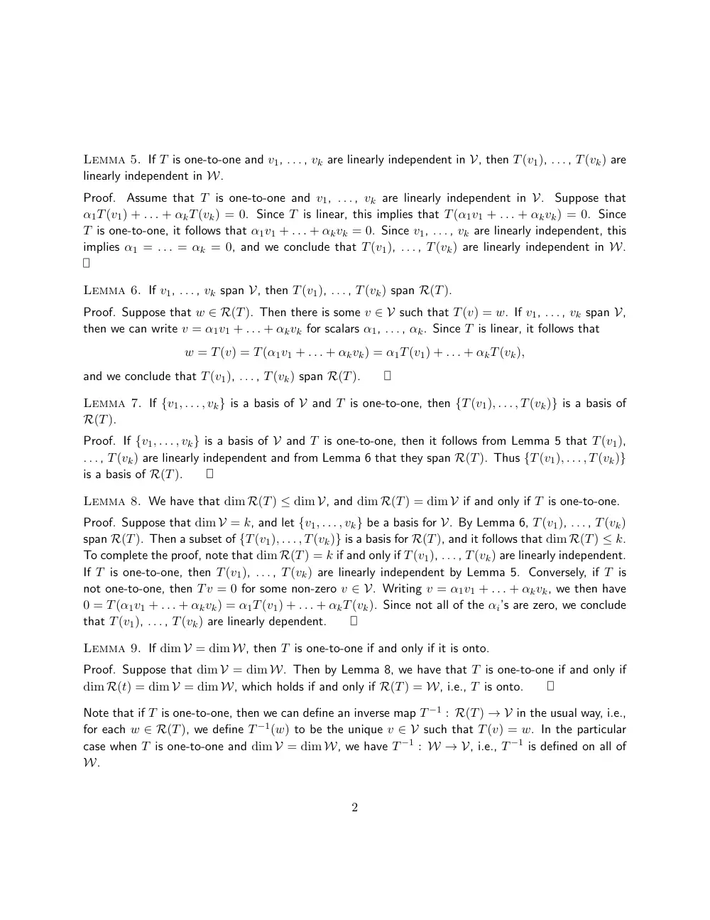 MATH 218 Chapter Summary, Fall 2011, page 2