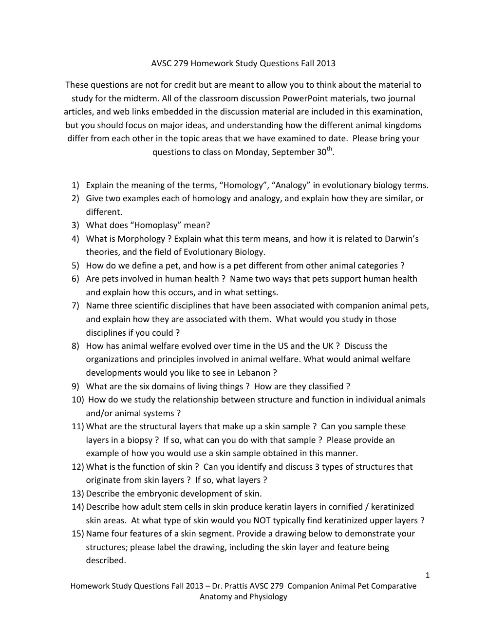 ANSC 279 Midterm, Fall 2013, page 1