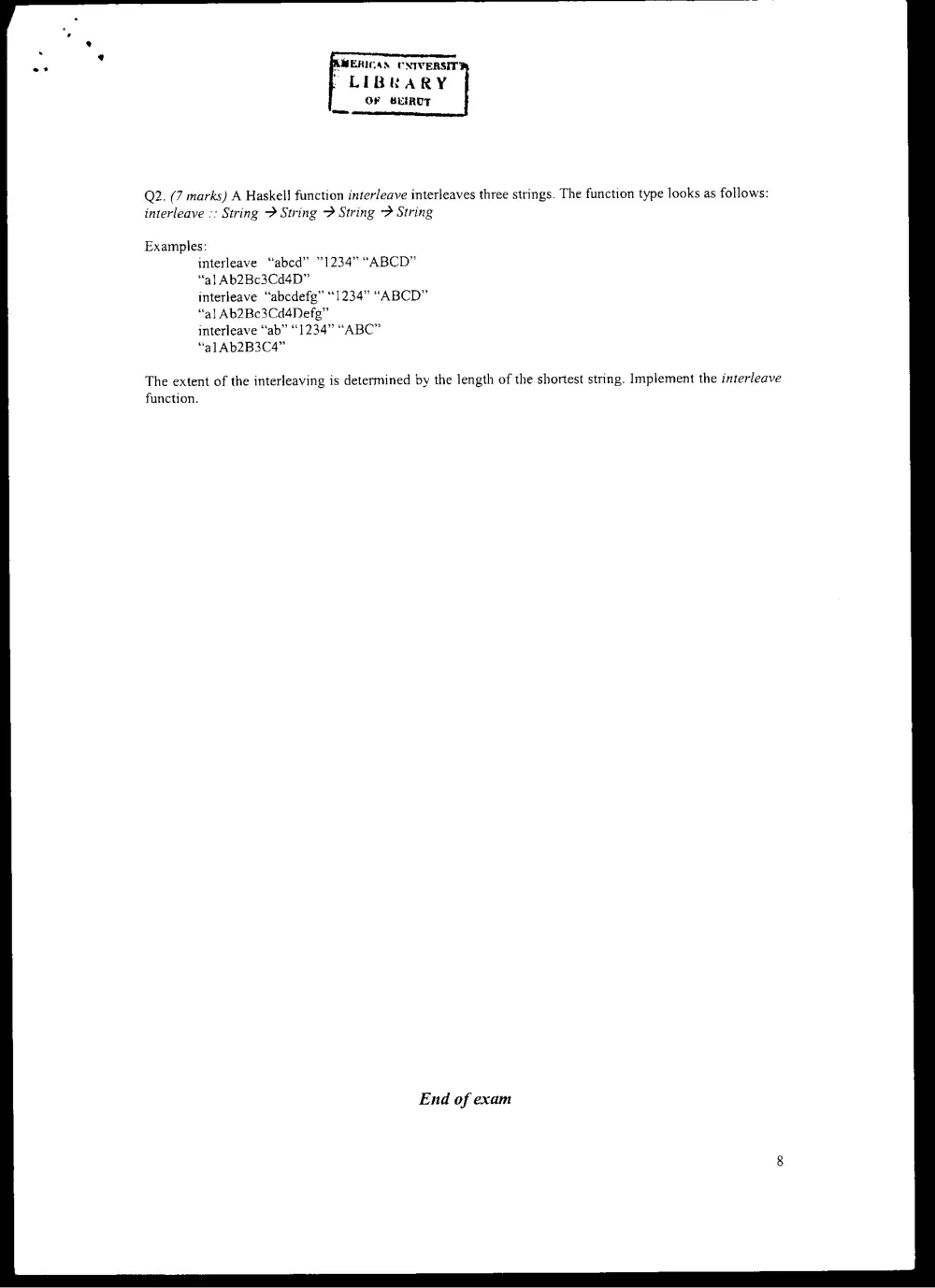 CMPS 258 Final, Spring 2008, page 8