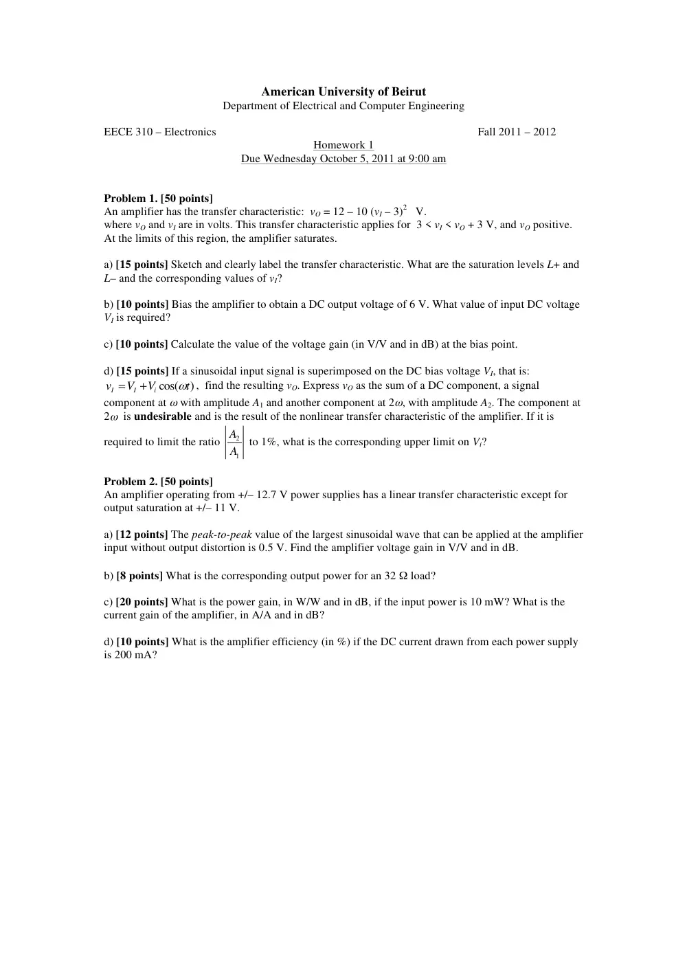 EECE 310 Homework 1, Fall 2011, page 1
